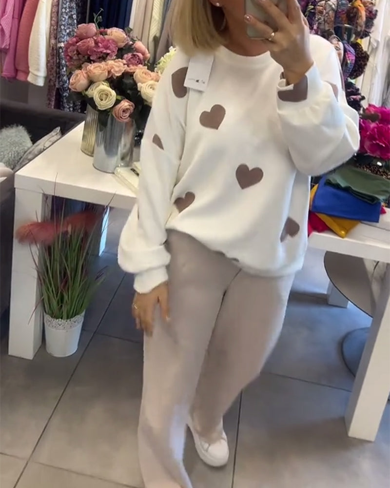 EB | Frauen Casual Herz Pullover
