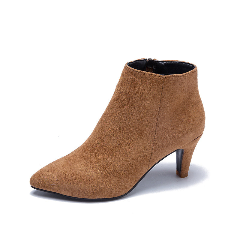Damen nan spitze Knöchelstiefelette in Wildlederoptik mit schmalem Stilettoabsatz und seitlichem Reißverschluss EB