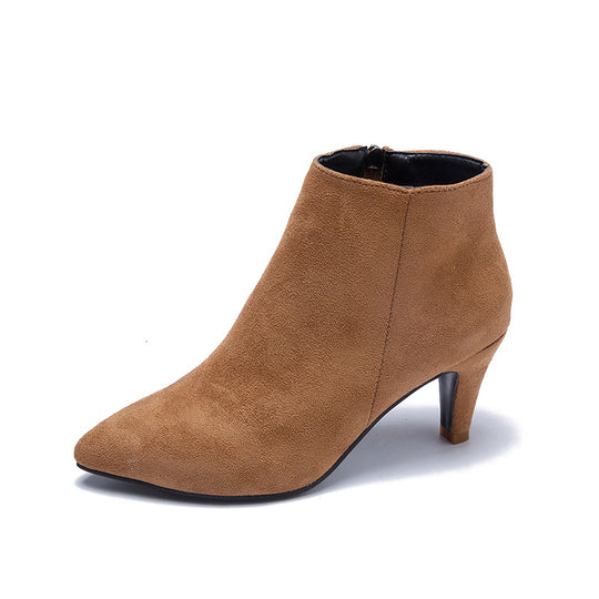 Damen nan spitze Knöchelstiefelette in Wildlederoptik mit schmalem Stilettoabsatz und seitlichem Reißverschluss EB