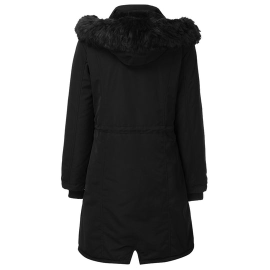 Damen warme Parka-Jacke mit abnehmbarer Kapuze und kuscheligem Kunstfell EB