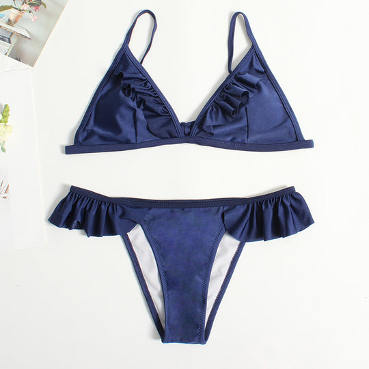 Damen Rüschenschnitte Bikini-Set EB