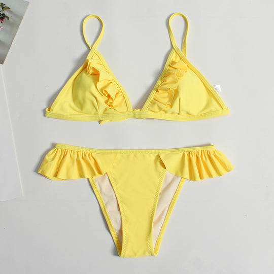 Damen Rüschenschnitte Bikini-Set EB