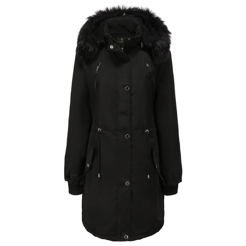 Damen Fleecegefütterte Parka-ähnliche Jacke mit abnehmbarer Kapuze EB