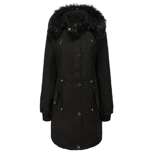 Damen Fleecegefütterte Parka-ähnliche Jacke mit abnehmbarer Kapuze EB