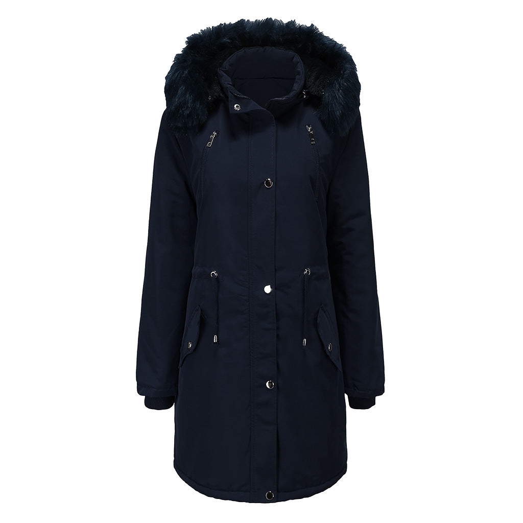Damen Fleecegefütterte Parka-ähnliche Jacke mit abnehmbarer Kapuze EB