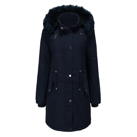 Damen Fleecegefütterte Parka-ähnliche Jacke mit abnehmbarer Kapuze EB