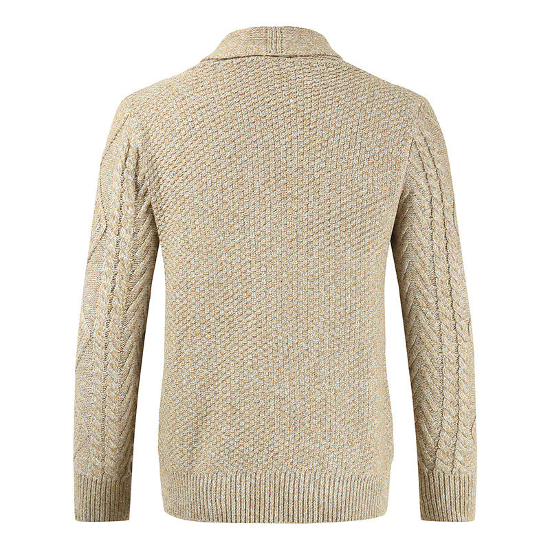 Herren nan Strickcardigan mit Zopfmuster und Schalkragen EB