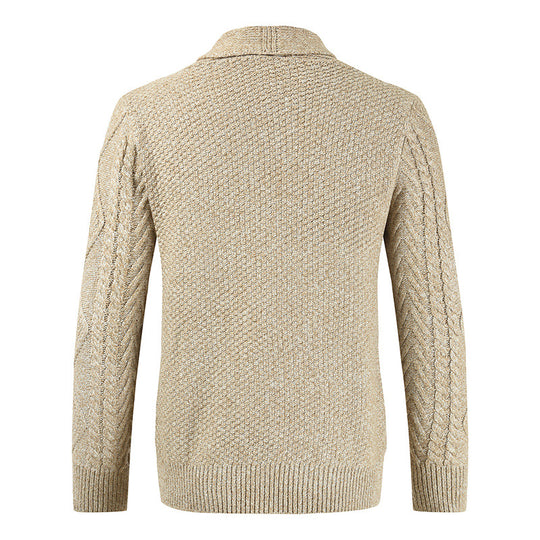 Herren nan Strickcardigan mit Zopfmuster und Schalkragen EB