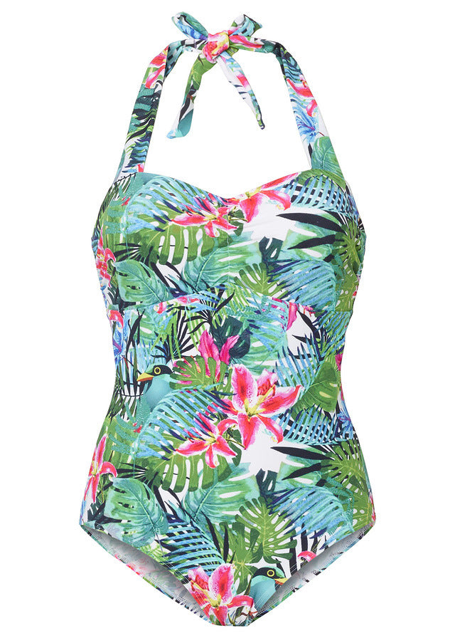 Damen Einteiler-Badeanzug mit floralem Design und komfortabler Passform EB