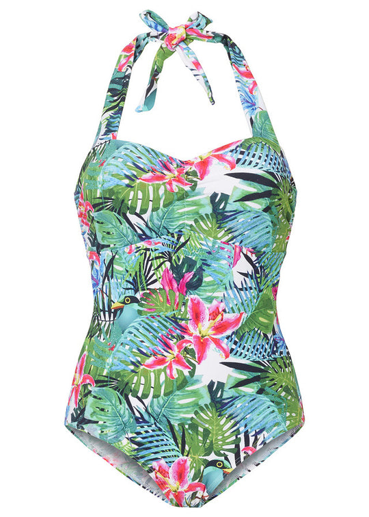 Damen Einteiler-Badeanzug mit floralem Design und komfortabler Passform EB