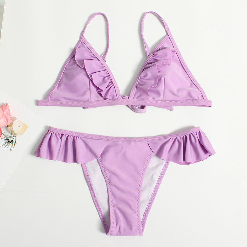 Damen Rüschenschnitte Bikini-Set EB