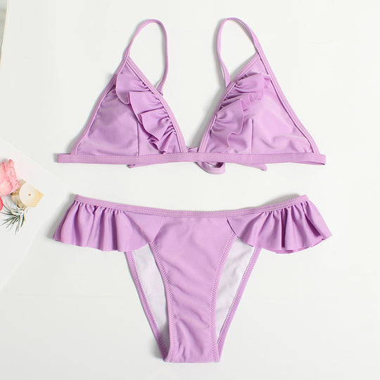 Damen Rüschenschnitte Bikini-Set EB