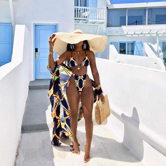 Damen Bikiniset mit leichtem Cover-Up und modernem geometrischem Design EB
