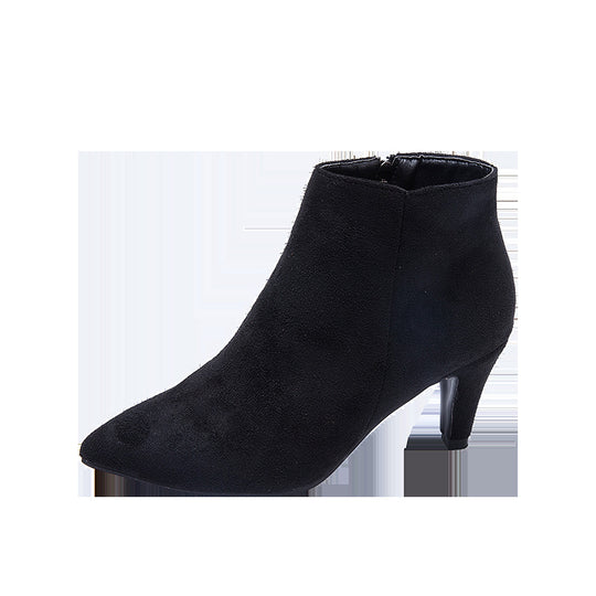 Damen nan spitze Knöchelstiefelette in Wildlederoptik mit schmalem Stilettoabsatz und seitlichem Reißverschluss EB