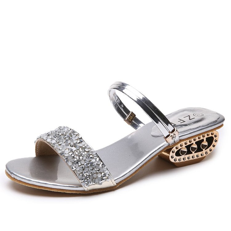 Damen Glamouröse Sandalen mit funkelnden Verzierungen EB