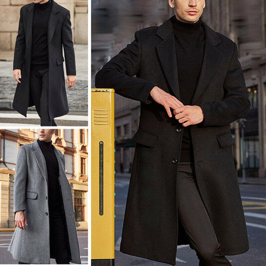 Herren klassischer Wollmantel mit modernem Schnitt und eleganten Details EB