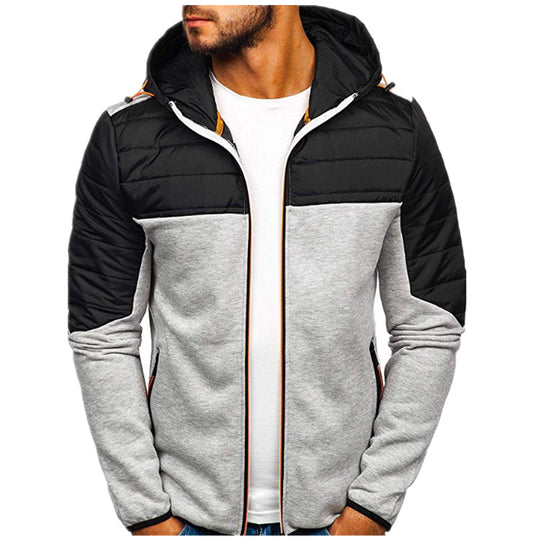 Herren nan gesteppter Kapuzen-Zipcardigan mit wattierter Schulterpartie und Reißverschlusstaschen EB