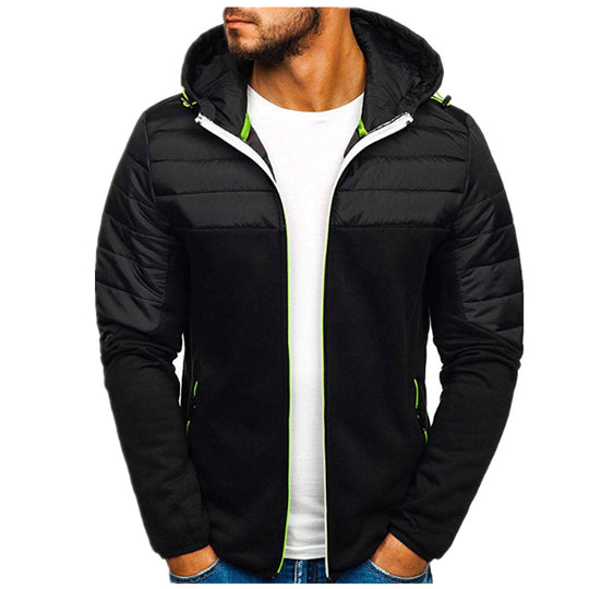 Herren nan gesteppter Kapuzen-Zipcardigan mit wattierter Schulterpartie und Reißverschlusstaschen EB