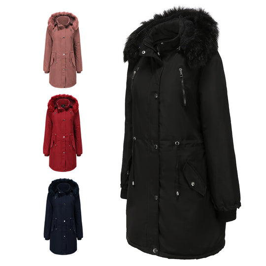 Damen Fleecegefütterte Parka-ähnliche Jacke mit abnehmbarer Kapuze EB