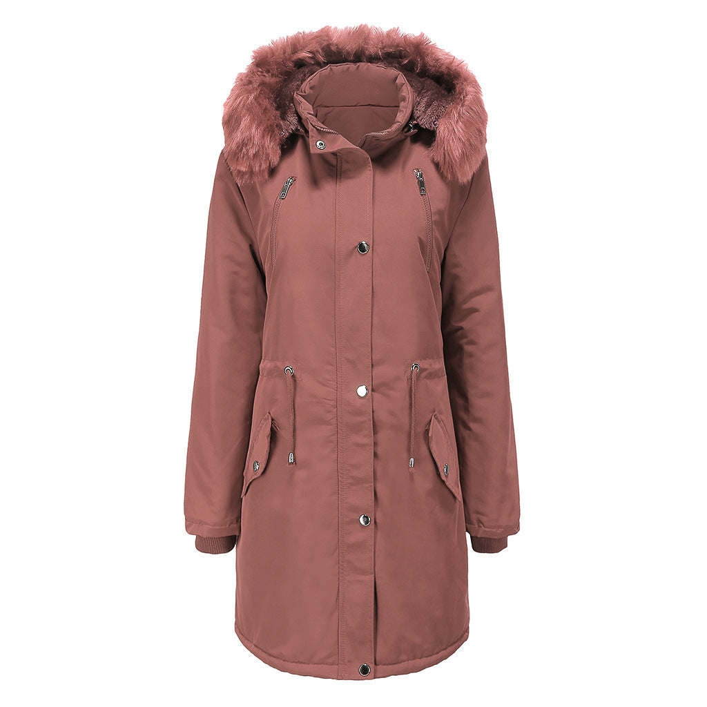 Damen Fleecegefütterte Parka-ähnliche Jacke mit abnehmbarer Kapuze EB