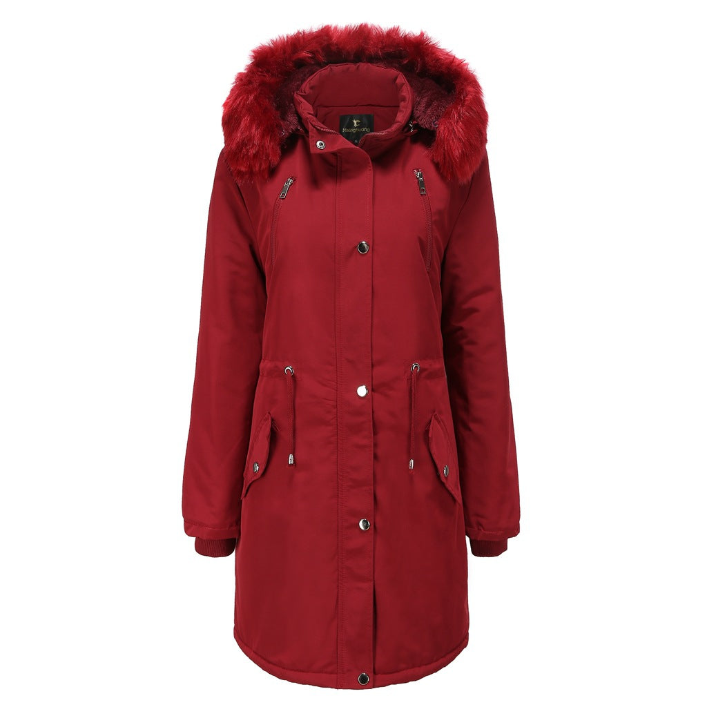 Damen Fleecegefütterte Parka-ähnliche Jacke mit abnehmbarer Kapuze EB