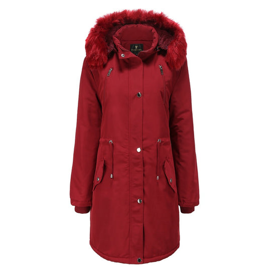 Damen Fleecegefütterte Parka-ähnliche Jacke mit abnehmbarer Kapuze EB