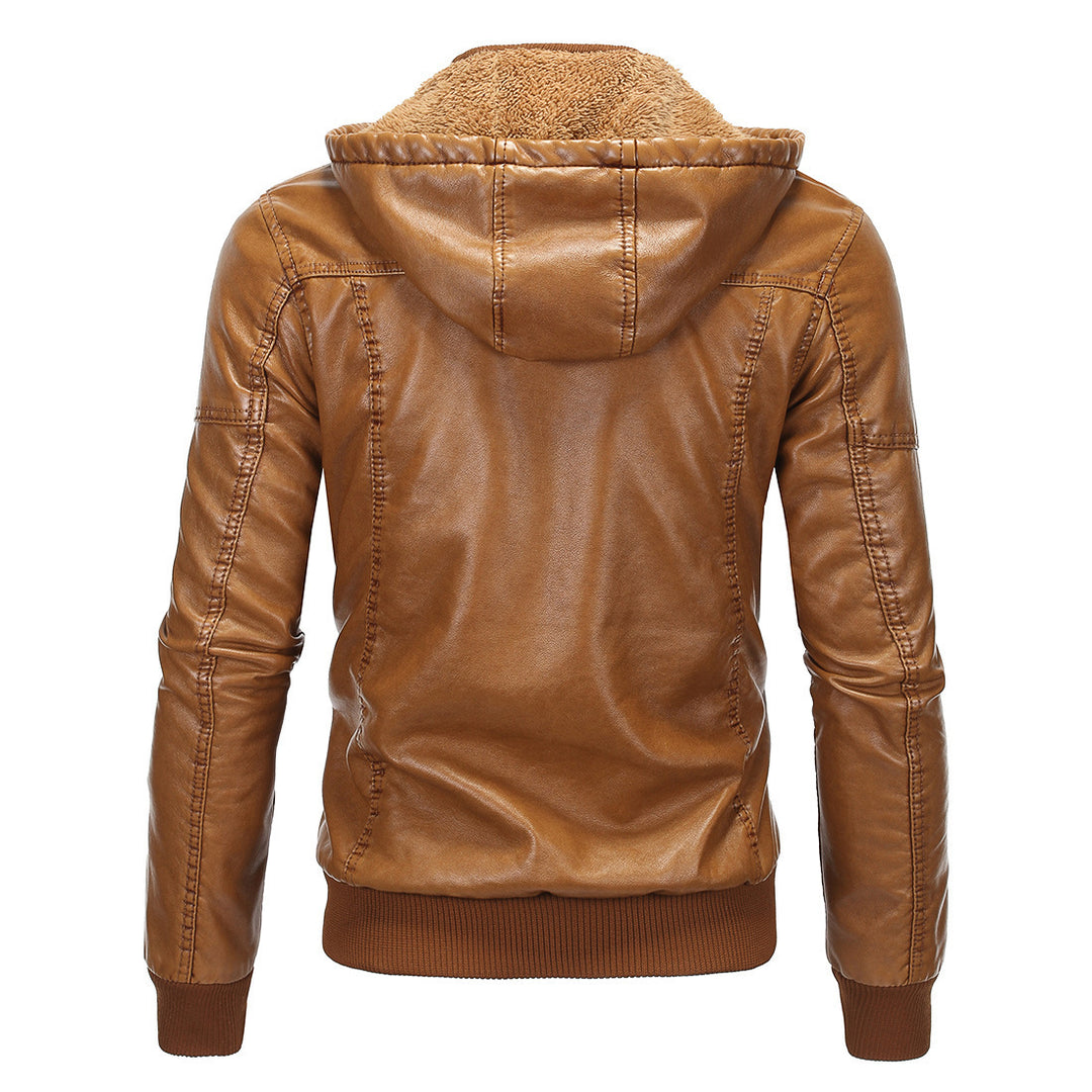 Herren Kunstlederjacke mit kuscheligem Innenfutter und praktischen Taschen EB