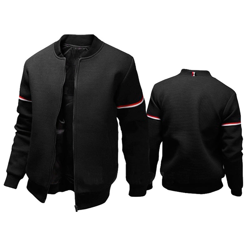 Herren sportliche Zip-Jacke mit strukturierter Oberfläche und Kontraststreifen EB
