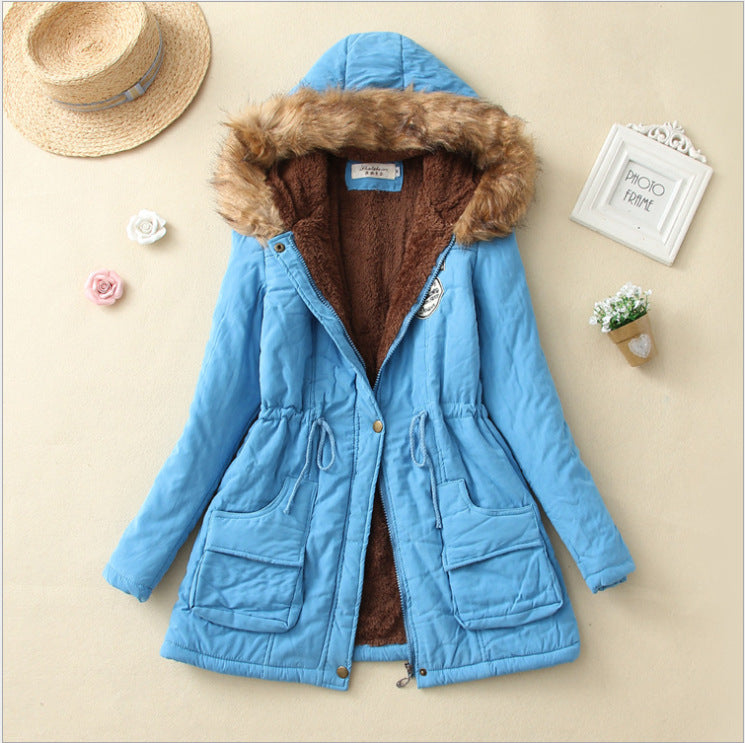 Damen Gefütterter Parka mit Kunstfellkapuze und Teddyfutter EB