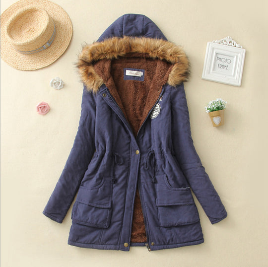 Damen Gefütterter Parka mit Kunstfellkapuze und Teddyfutter EB