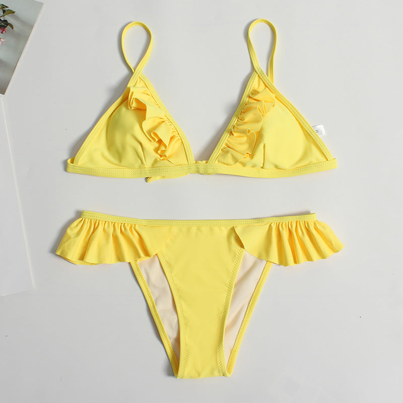 Damen Rüschenschnitte Bikini-Set EB