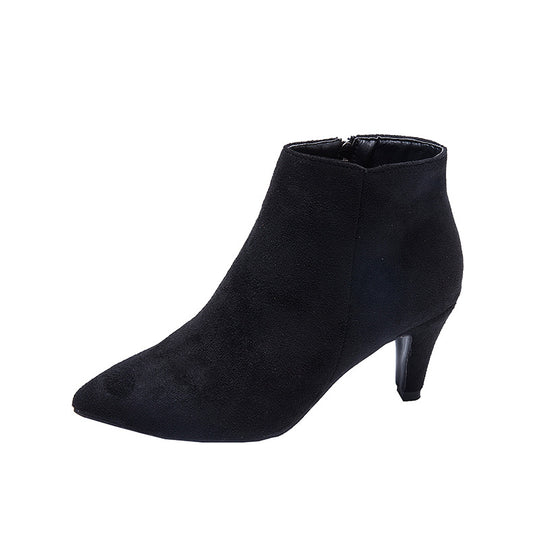 Damen nan spitze Knöchelstiefelette in Wildlederoptik mit schmalem Stilettoabsatz und seitlichem Reißverschluss EB