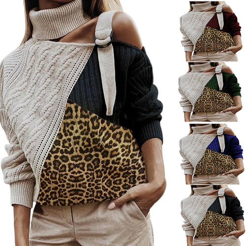 Damen modischer Pullover mit uniquem Farbblockdesign und raffinierter Schulterpartie EB