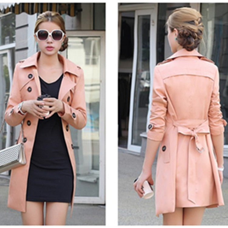 Damen modischer Trenchcoat mit tailliertem Schnitt und doppelter Knopfreihe EB