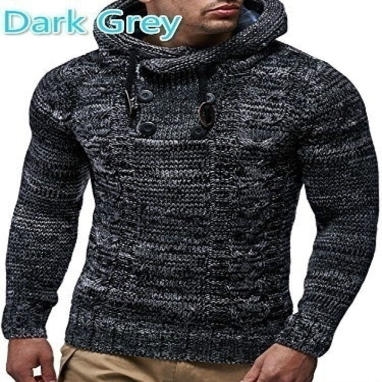Herren Strickpullover mit hochschließendem Kragen und markantem Zopfmuster EB