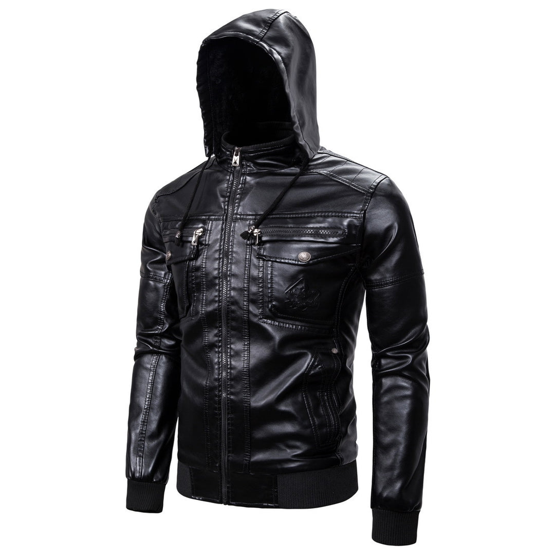 Herren Kunstlederjacke mit kuscheligem Innenfutter und praktischen Taschen EB