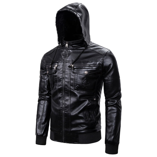 Herren Kunstlederjacke mit kuscheligem Innenfutter und praktischen Taschen EB