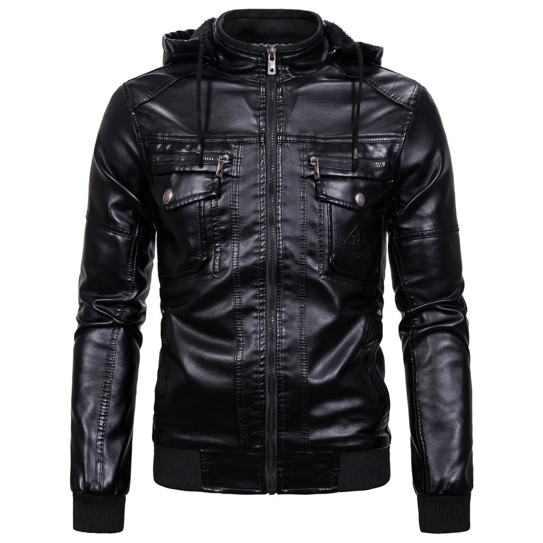 Herren Kunstlederjacke mit kuscheligem Innenfutter und praktischen Taschen EB