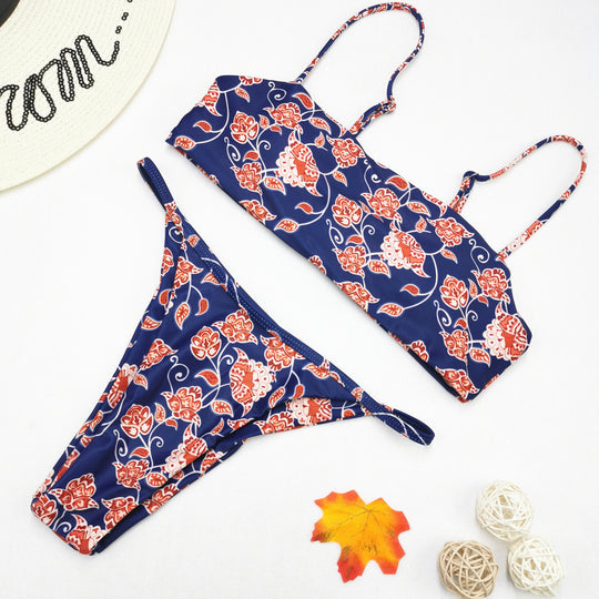 Damen floral gemusterter Bikini mit modischem Schnitt EB