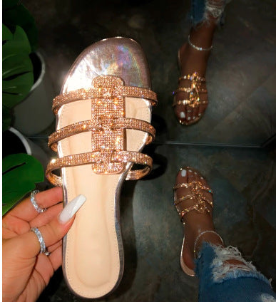 Damen glamouröse Riemchen-Sandalen mit funkelnden Strass-Applikationen EB