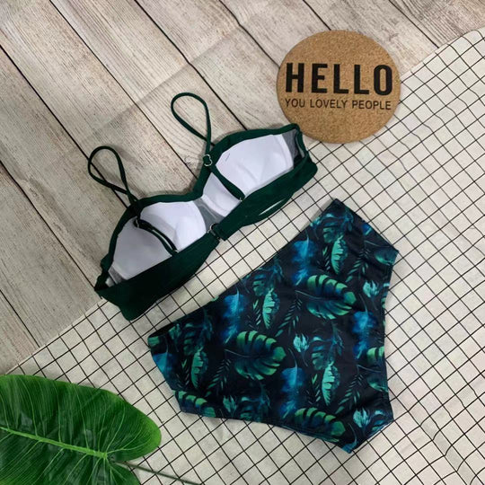 Damen Bikini mit floralem Design und verstellbaren Trägern EB