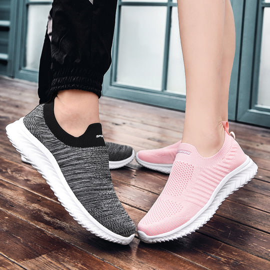 Damen Sportliche Slip-On Sneakers mit flexiblem Strickoberteil EB