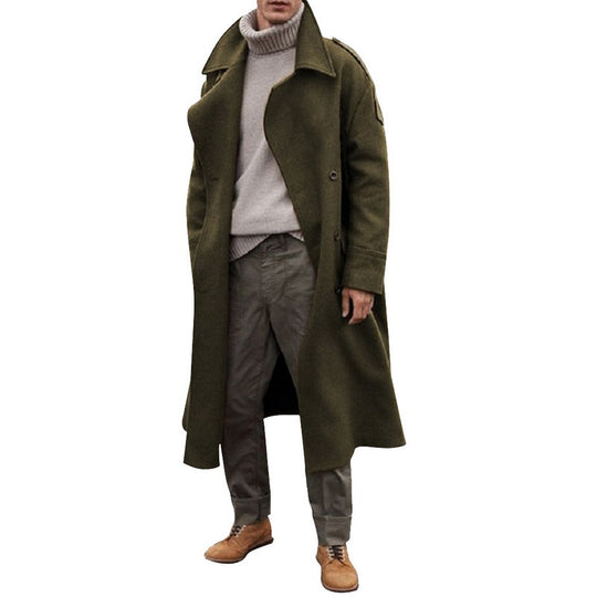 Herren eleganter Übergangsmantel aus hochwertigem Wolle-Mix mit praktischem Gürtel EB