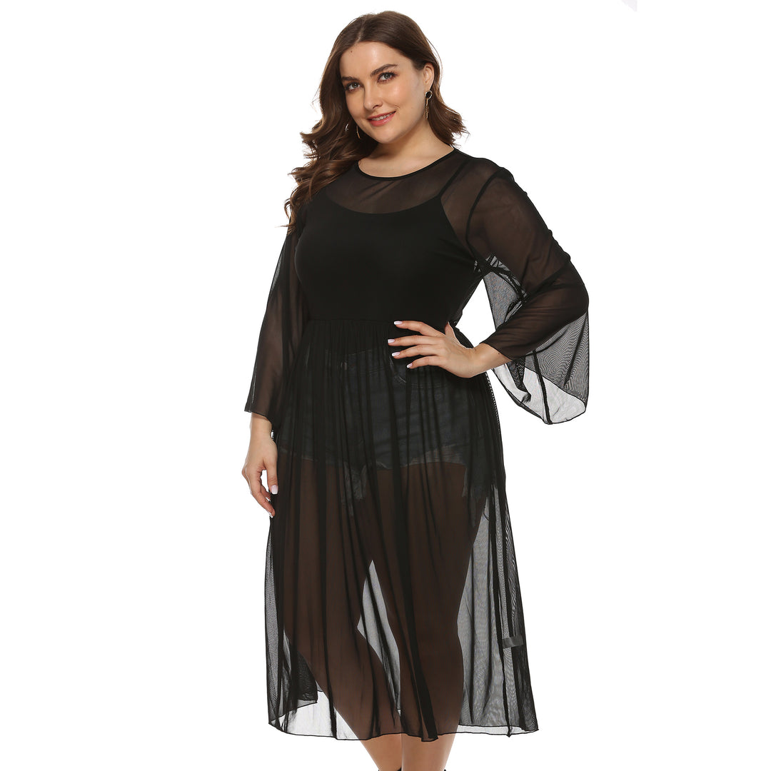 Damen Transparente Strandrobe EB