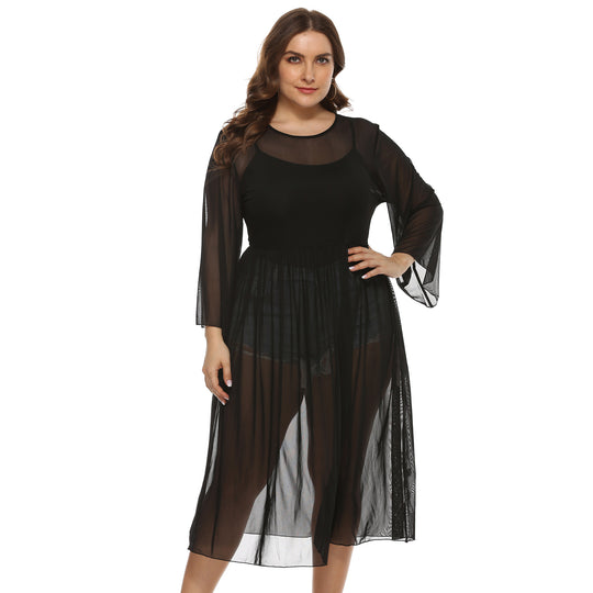 Damen Transparente Strandrobe EB