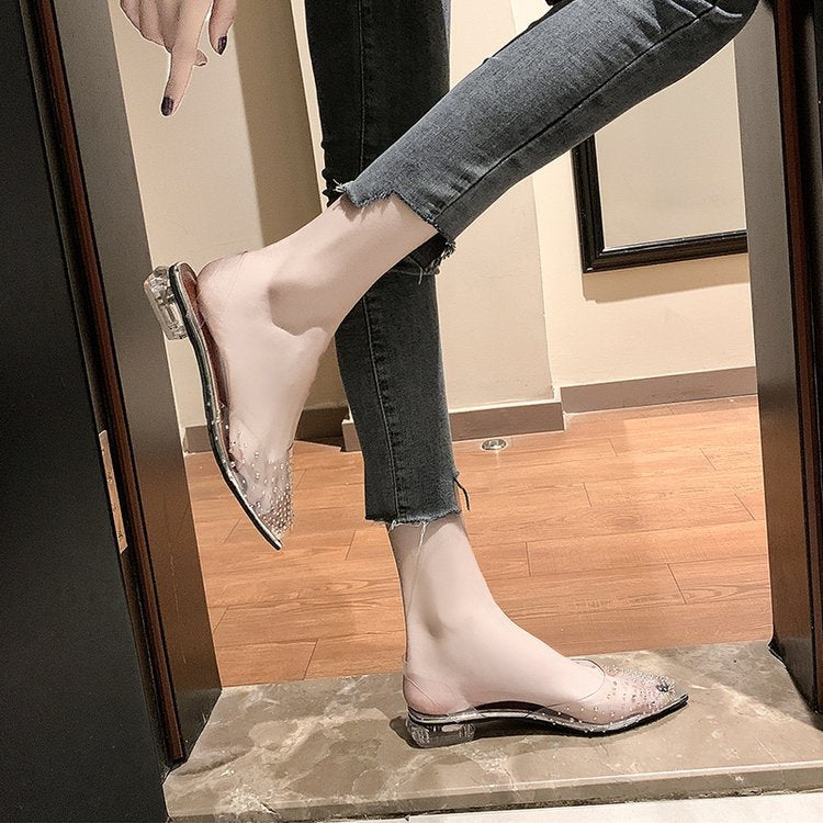 Damen Elegante transparente Slingback-Pumps EB