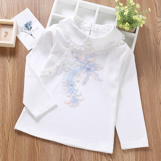 Mädchen modisches Sweatshirt mit elegantem Spitzenbesatz EB