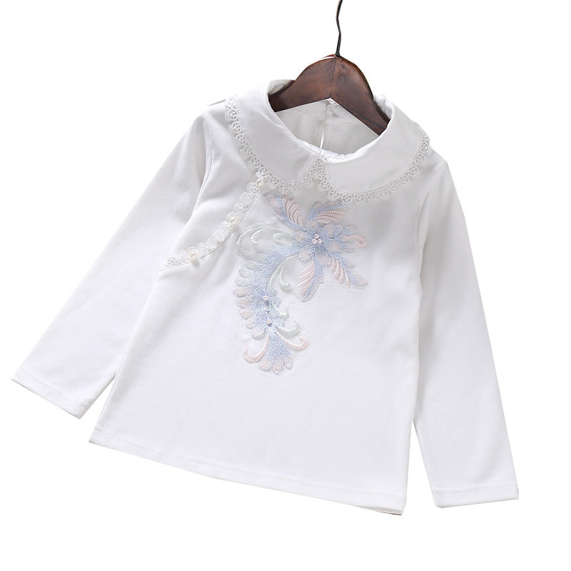 Mädchen modisches Sweatshirt mit elegantem Spitzenbesatz EB