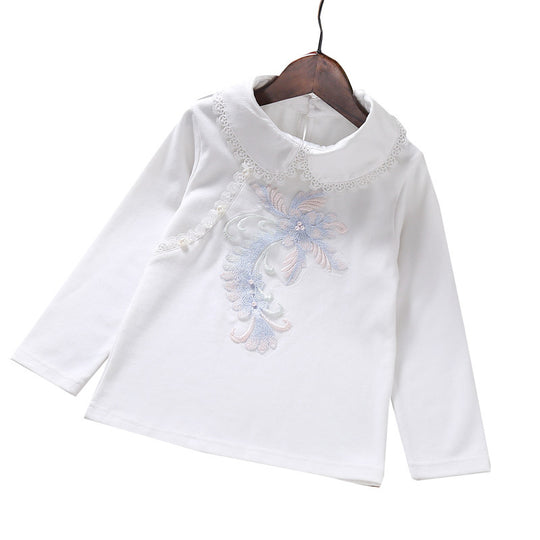 Mädchen modisches Sweatshirt mit elegantem Spitzenbesatz EB