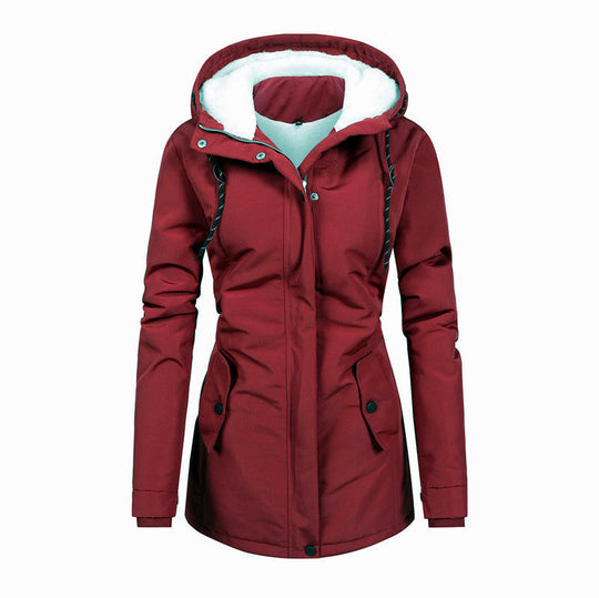 EB | Damen Fleecejacke mit Kapuze und Kordelzug